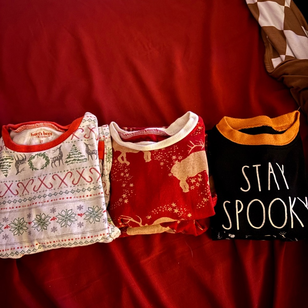 Burt's Bees Baby Festive Pajama Trio - Red, Black, Cream